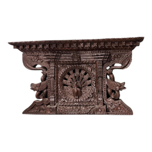 Antique Carved Wooden Replica of the Peacock Window in Nepal