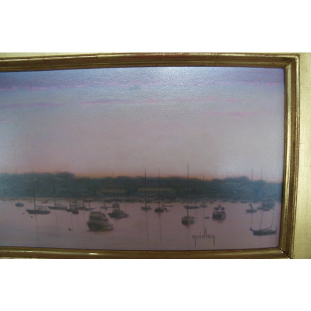 1994 Peter Quidley Monomoy Nantucket Martime Harbor Sunset Oil Painting For Sale - Image 6 of 13