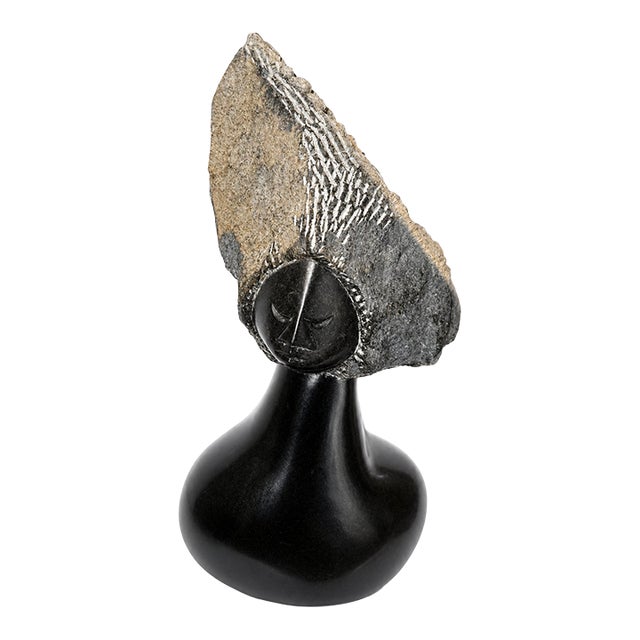 Original Lazarus Takawira Shona Springstone Sculpture on Polished Stone Base For Sale