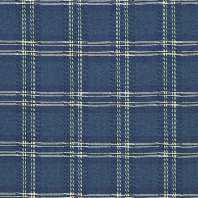 Contemporary Sample - Schumacher Check Rustique Fabric in Atlantic Blue For Sale - Image 3 of 3