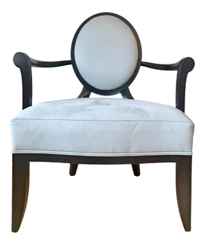 Barbara Barry for Baker X-Frame Oval Back Suede Armchair