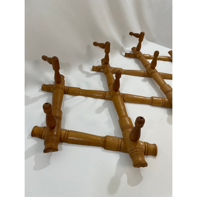 1950s Expandable Bulgarian Faux Bamboo Wooden Coat and Hat Rack For Sale - Image 13 of 18
