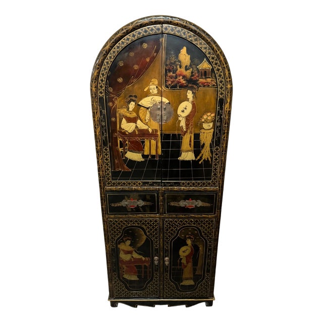 Chinese Hand-Painted Cabinet, 1950s For Sale