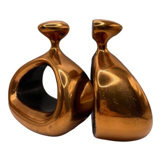 Vintage Jenfred Ware Copper Finish "Stirrup" Bookends Designed by Ben Seibel- Set of 2 For Sale
