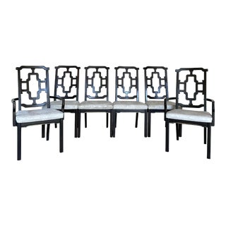 Mid 20th Century Vintage Chinoiserie Chippendale Dining Chairs- Set of 6 For Sale