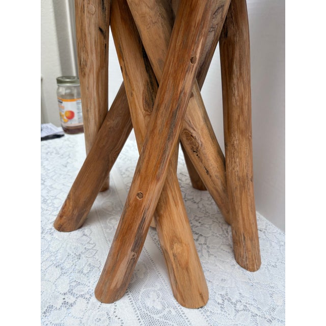 Wood Natural Wood Sculptural Stool With Nine Legs For Sale - Image 7 of 8