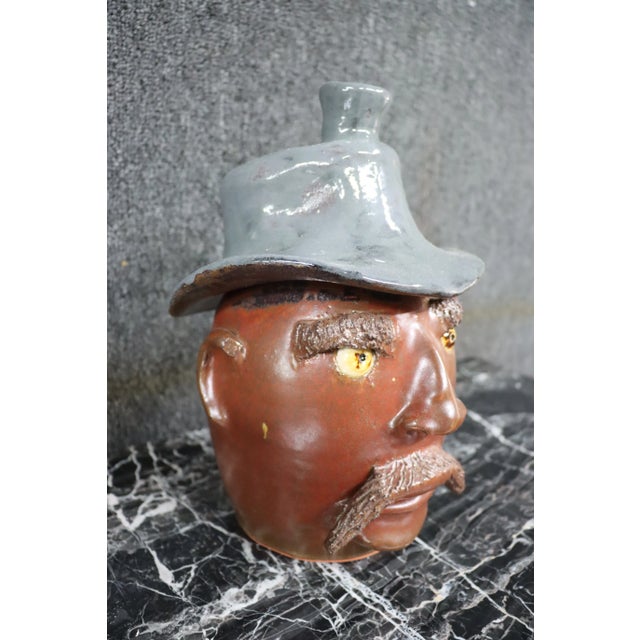 Early 21st Century Whimsical Terra-Cotta Face Jug For Sale - Image 5 of 7