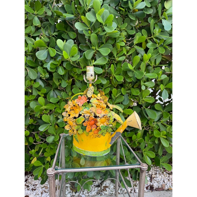 Vintage Folk Art Watering Can Table Lamp For Sale In Naples, FL - Image 6 of 11