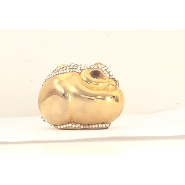 Metal 1980s Judith Leiber Bunny Rabbit Gold Plated Metal Rhinestones Crystal Pillbox For Sale - Image 7 of 7