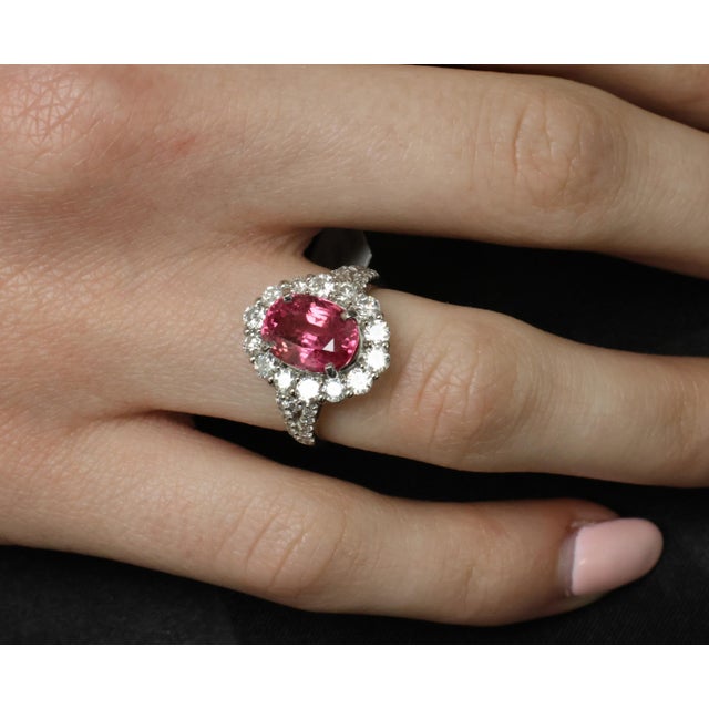 Late 20th Century Rare 4.18ct Gia Certified Pink Sapphire & 1.32ct Diamond Platinum Ring Size 6.25 For Sale - Image 18 of 18