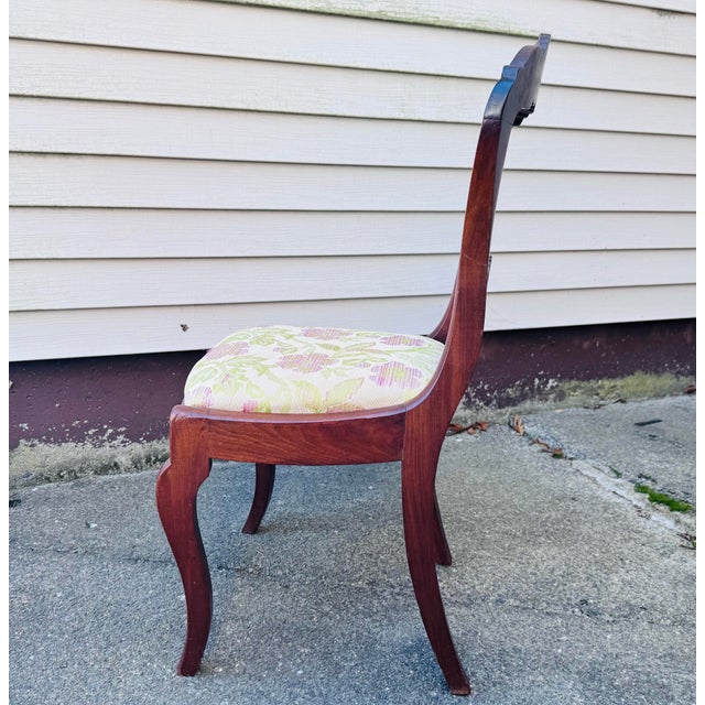 Victorian Vintage Victorian Solid Mahogany Floral Carved Side Chair For Sale - Image 3 of 7
