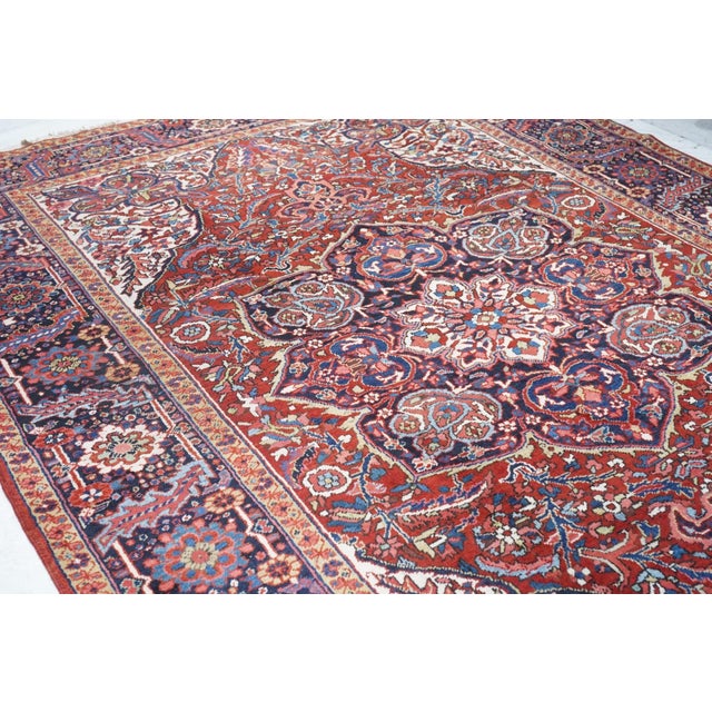 Brick Red Vintage Heriz Rug 8'2'' X 11'7'' For Sale - Image 8 of 10