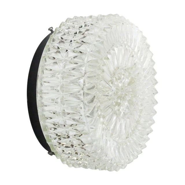 Metal Mid-Century Round Clear Glass Sconces Flush Mount For Sale - Image 7 of 7