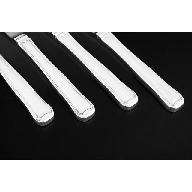 Lunch Knives in Stainless Steel and Sterling Silver by Georg Jensen, 1940s, Set of 4 For Sale - Image 3 of 6