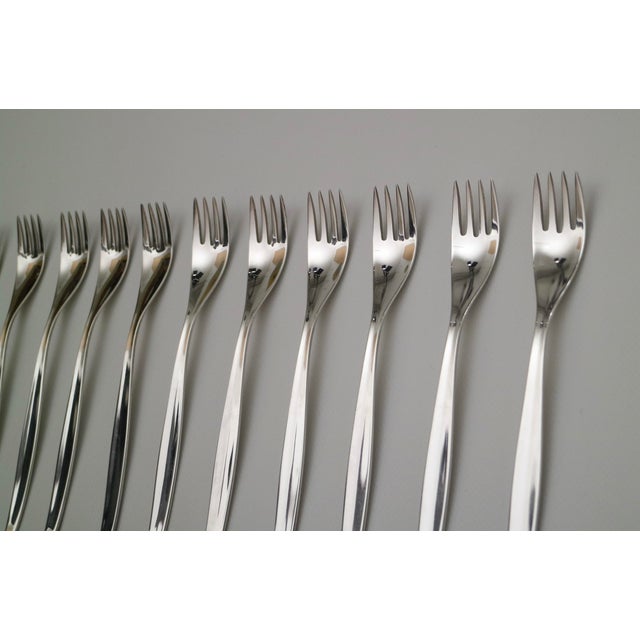 Set of 12 Sterling forks designed by Kurt Meyer in the 50's for WMF. Model: Stockholm Approx. 500 gr 1 Lb. of Sterling...