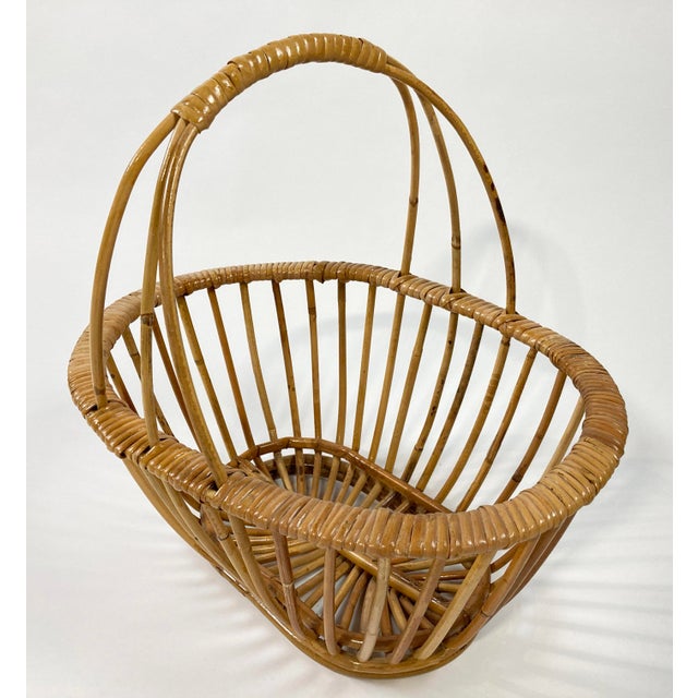 Late 20th Century Vintage Rattan Handled Basket For Sale - Image 5 of 7