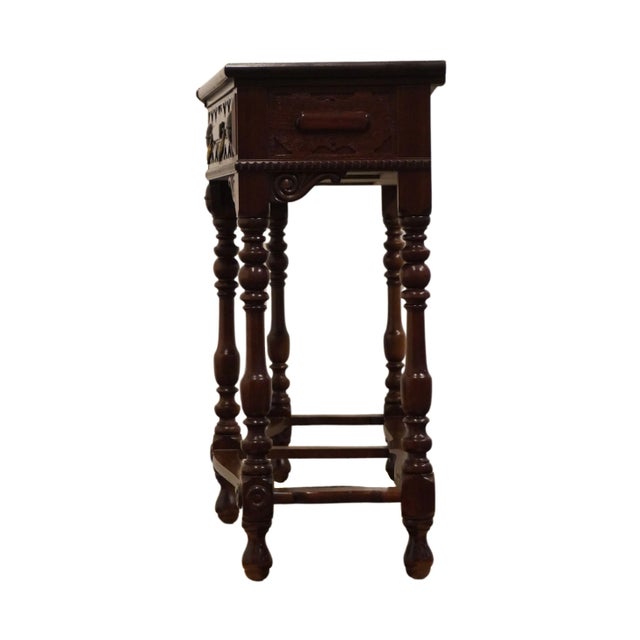 Berkey & Gay Bookmatched Mahogany Gothic Jacobean 32" Accent Console Sofa Table For Sale - Image 10 of 12