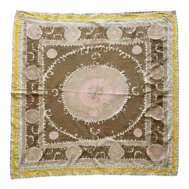 Decorative Vintage Central Asian Suzani Wall Hanging - 5'1'' X 5'4'' For Sale