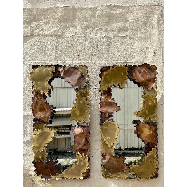 Vintage Mid-Century Modern Brutalist Torch Cut Abstract Mirror After Tom Greene For Sale - Image 10 of 10