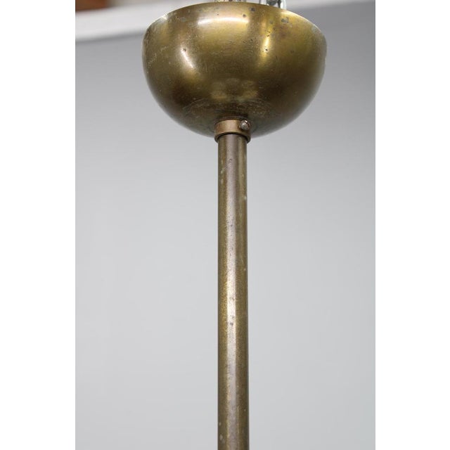 Art Deco Brass Chandelier with 6 Glass Shades, Former Czechoslovakia, 1930s For Sale - Image 13 of 16