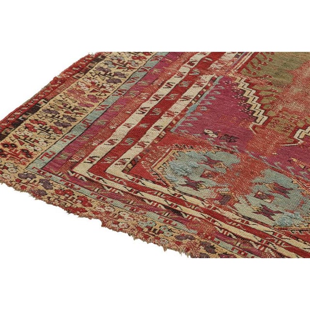 Antique Tribal Rug in Red With Mihrab and Geometric Patterns, From Rug & Kilim For Sale In New York - Image 6 of 7