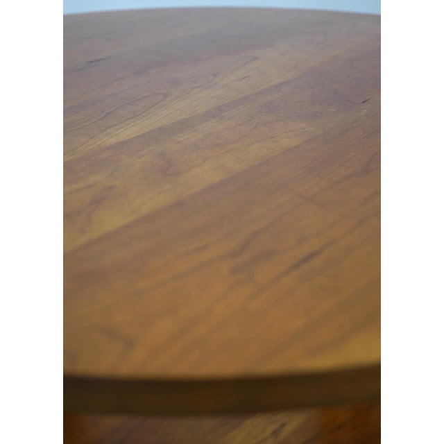 1990s Stickley Round Cherry End Table Mission Style For Sale - Image 5 of 14