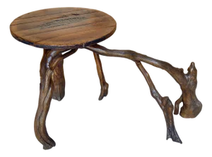 American Folk Art Jack Daniel's Barrel-Top and Cypress Root Table, Circa 1960s