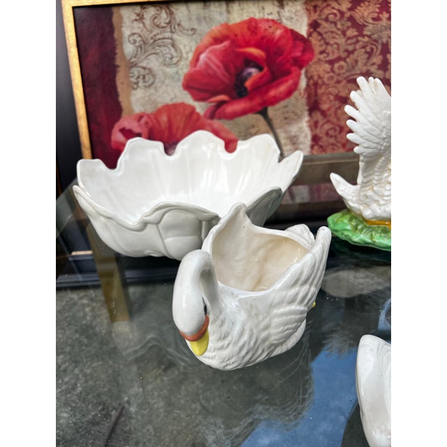 Collection of Vintage White Ceramic Swan Bowls and Figurines- Set of 9 For Sale - Image 11 of 12