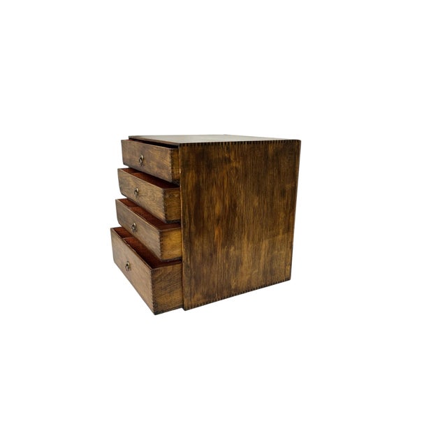 Vintage handmade four drawer pine wood table top storage cabinet. Dovetail joints join all sides. Works great table /...