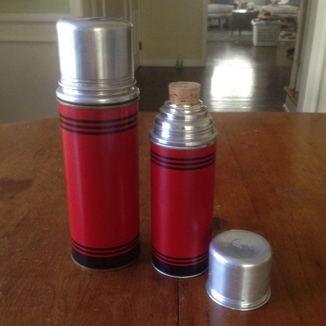 MidCentury Red & Black Glass Lined Thermoses A Pair Chairish