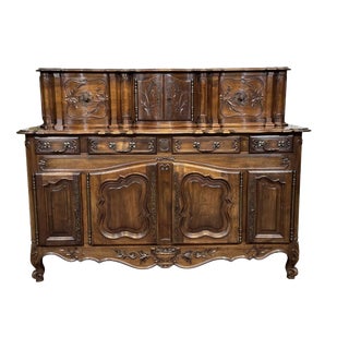 Louis XV Provençal Sideboard with Sliding Doors in Walnut, 1950s For Sale