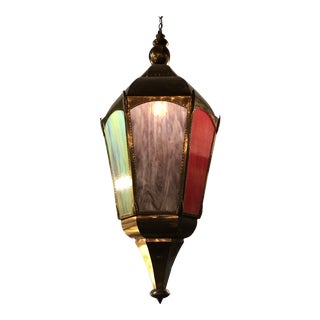 Vintage Moroccan Multicolor Lantern Pendant - Set of 2 For Sale