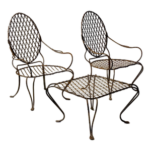 Pair of Rose Tarlow Twig Armchairs and Side Table, Attributed, 3 Pieces