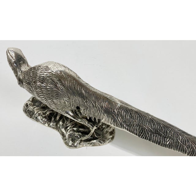 Antique Victorian Silver Plate Pheasant Sculptures, a Pair For Sale - Image 13 of 13