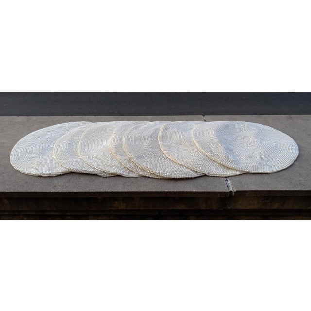 Kim Seybert Nyc White Pearl Encrusted Placemats, Set of Seven (7x) Round & White For Sale - Image 9 of 13
