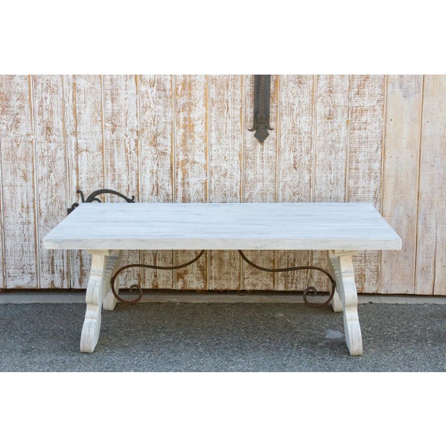 Farmhouse Bleached White Spanish Tavernera Coffee Table For Sale - Image 3 of 11