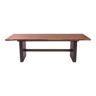 Magnolia Organic Edge Walnut Dining Table With Blackened Ash Base For Sale