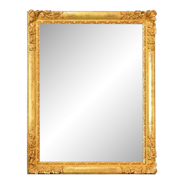 French 19th Century Floral Gold Gilt Mirror For Sale