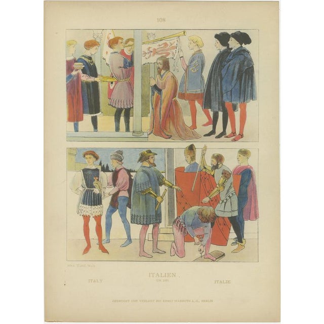 After Max Tilke, Italian Costumes, 1880, Prints, Set of 8 For Sale - Image 4 of 10