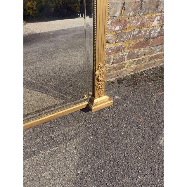 Large Antique English Gilt Overmantle Mirror, 19th Century For Sale - Image 3 of 7