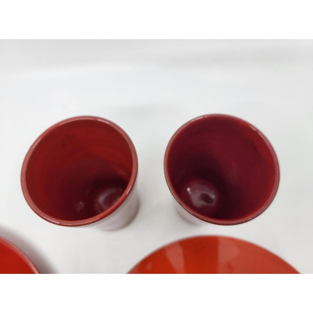 Red Ceramic Set by Robert Picault for Vallauris, France, 1950, Set of 4 For Sale - Image 15 of 18