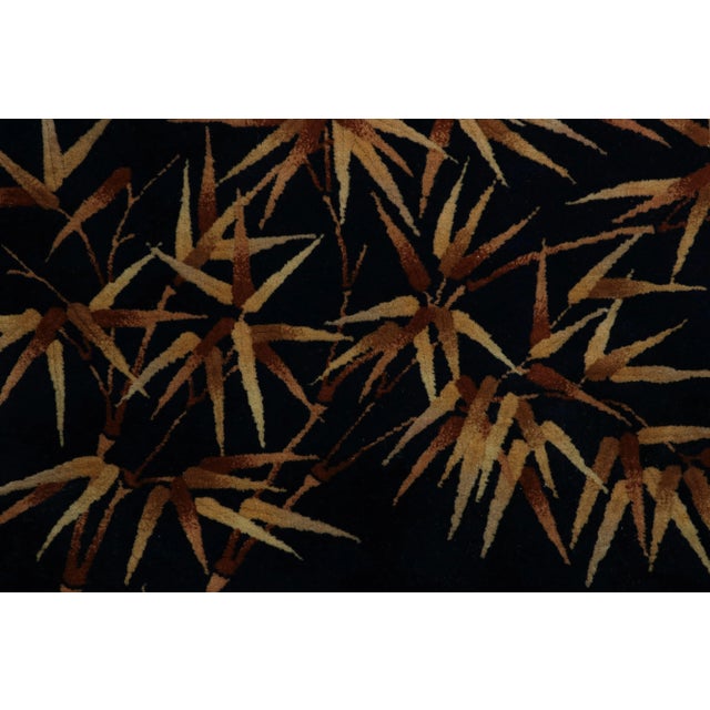 Art Deco Antique Chinese Art Deco Rug, Midnight Blue With Bamboo Patterns - Rug & Kilim For Sale - Image 3 of 6