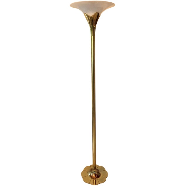 Stiffel Lily Lotus Torchiere Floor Lamp Chairish