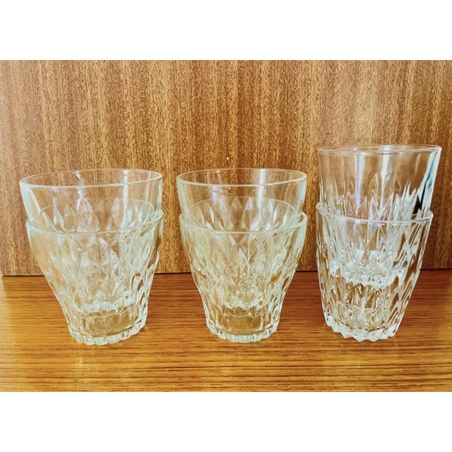 Vintage Diamond Cut Water Glasses from Vereco Duralex, France, 1950s, Set of 6 For Sale - Image 10 of 11