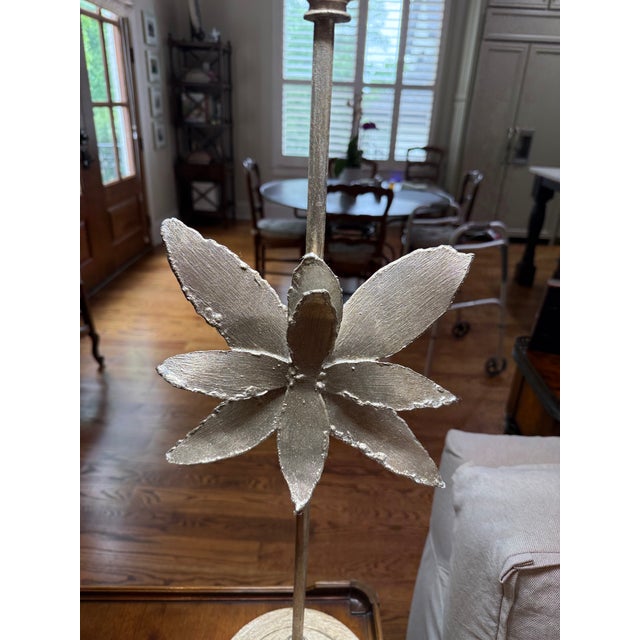 Contemporary Azalea Silver Leaf Buffet Table Lamp For Sale - Image 3 of 6