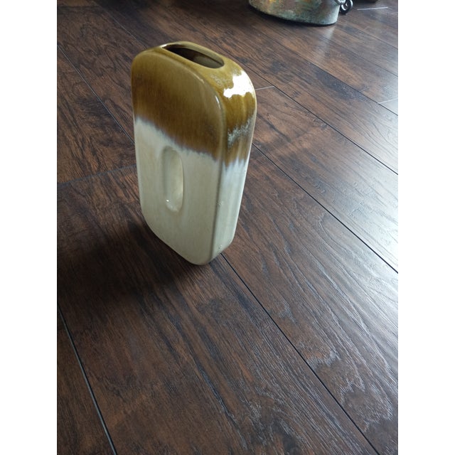 Vintage Cream & Brown Vase For Sale - Image 9 of 10