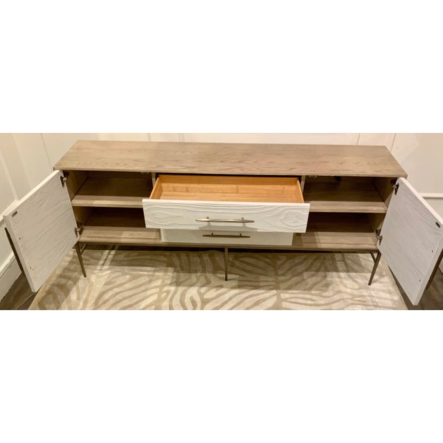 Organic Modern White and Beige Wood Media Cabinet For Sale In Atlanta - Image 6 of 7