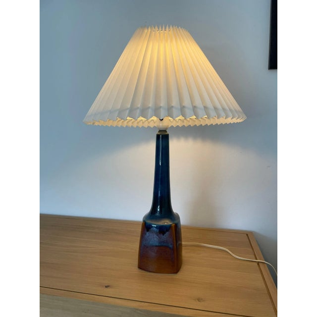 White Vintage Danish Ceramic & Teak Lamp from Søholm, 1960s For Sale - Image 8 of 11