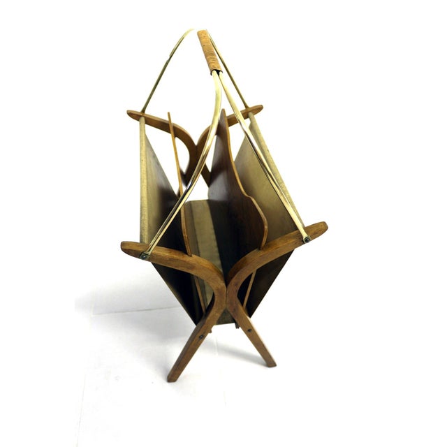 Vintage Bentwood & Brass Magazine Rack For Sale - Image 16 of 18