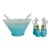 Vintage 1960s Turquoise Glass Salad Set- 7 Pieces For Sale